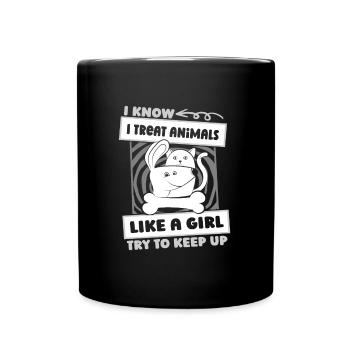 Tierarzthelfer Tierarzthelferin Mädchen - Tasse einfarbig - Schwarz - Vorne