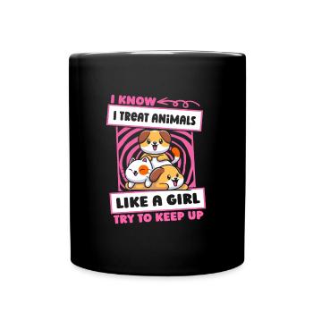 Tierarzthelfer Tierarzthelferin Mädchen - Tasse einfarbig - Schwarz - Vorne