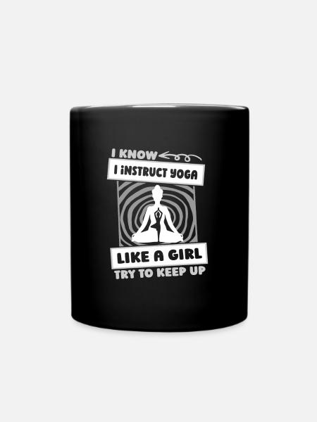 Yoga Teacher Yoga Instructor Girl - Full Colour Mug - black