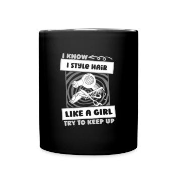 Hairdresser Hairstylist Girl - Full Colour Mug - black - Front