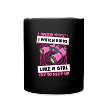 Fille ornithologue - Mug uni - noir - Devant
