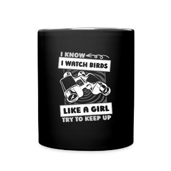 Fille ornithologue - Mug uni - noir - Devant