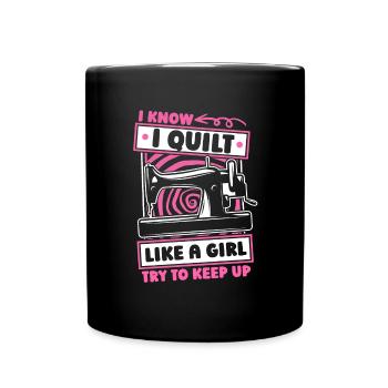Quilting Mädchen - Tasse einfarbig - Schwarz - Vorne