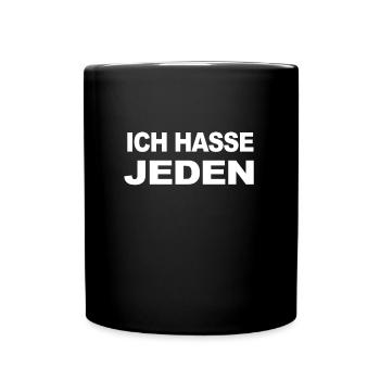 Lustiger Spruch Ich hasse jeden - Gothic Gruftie - Tasse einfarbig - Schwarz - Vorne