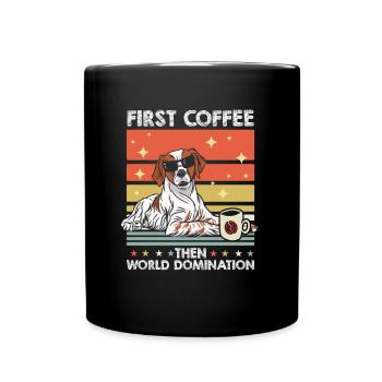 Brittany Spaniel Kaffee Untergläser - Tasse einfarbig - Schwarz - Vorne