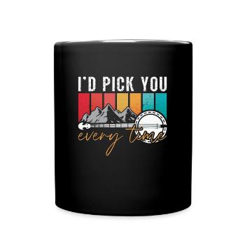 Banjo I'd Pick You Retro Instrument Banjo Player - Full Colour Mug - black - Front