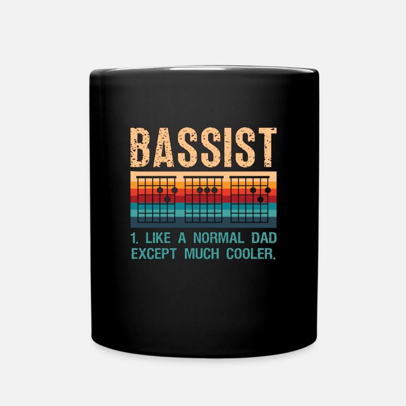 Bassiste de guitare basse comme un papa normal guitare rétro - Mug uni - noir