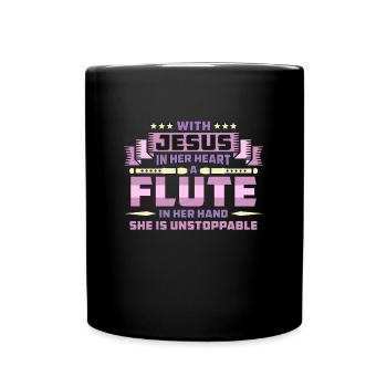 Flutes With Jesus In Her Heart Woodwind Flutist - Tasse einfarbig - Schwarz - Vorne