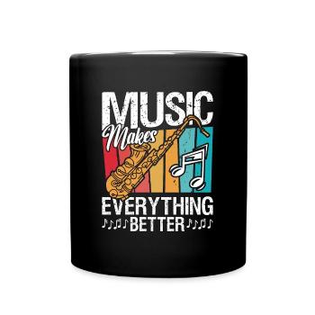 Saxophone Music Makes Everything Retro Instrument - Tasse einfarbig - Schwarz - Vorne
