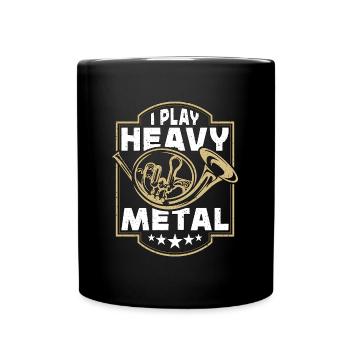 French Horn I Play Heavy Metal Horn Player Hornist - Full Colour Mug - black - Front