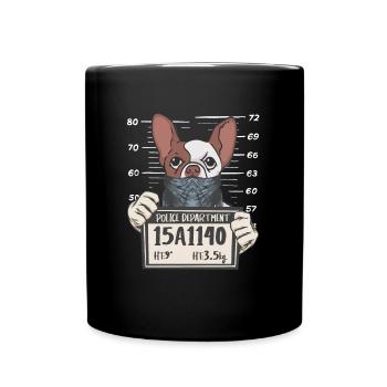 French Bulldog Polizeifoto - Tasse einfarbig - Schwarz - Vorne