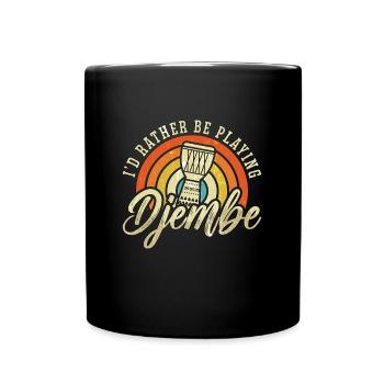 Djembe I'd Rather Be Playing Retro Percussionist - Full Colour Mug - black - Front