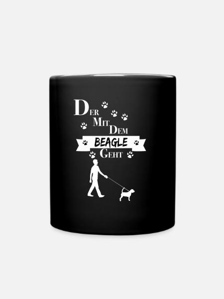 Der mit dem Beagle geht - Tasse einfarbig - Schwarz
