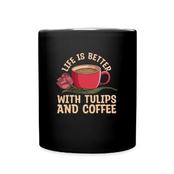 Tulpen Kaffee Tulpen - Tasse einfarbig - Schwarz - Vorne