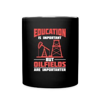 Ölfeld Bohrinsel Sarkastisch - Tasse einfarbig - Schwarz - Vorne