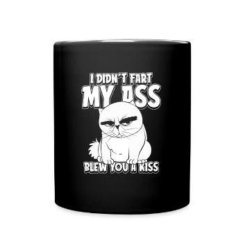 Chat Je n’ai pas pété mes fesses T’ai soufflé Un Baiser - Mug uni - noir - Devant