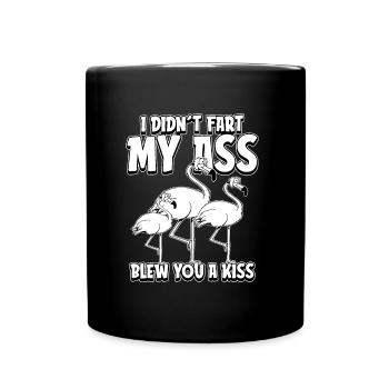 Flamant rose, je n’ai pas pété mes fesses, je t’ai soufflé un baiser - Mug uni - noir - Devant