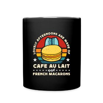 Macaron Lovely Afternoons Are Made Retro Snacking - Full Colour Mug - black - Front