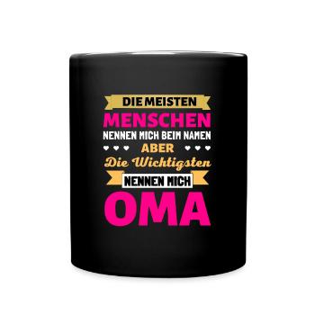 Oma Geschenk zum Geburtstag - Omi ist die beste - Tasse einfarbig - Schwarz - Vorne