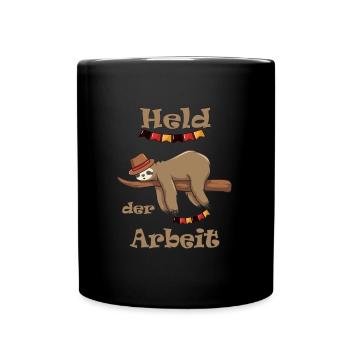 Held der Arbeit lustiges Faultier DDR Ostalgie - Tasse einfarbig - Schwarz - Vorne