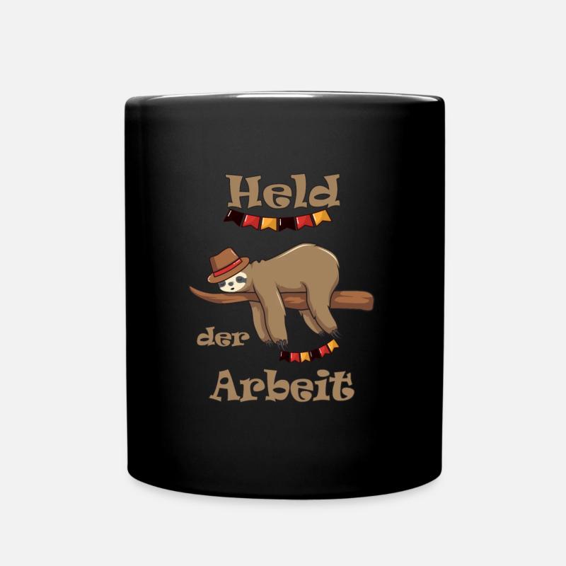 Held der Arbeit lustiges Faultier DDR Ostalgie - Tasse einfarbig - Schwarz