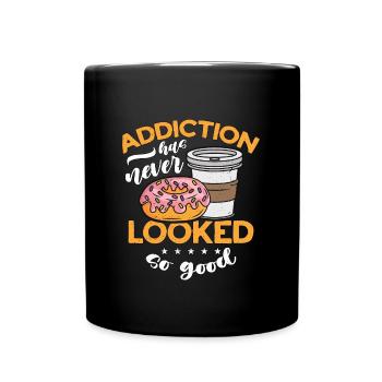 Coffee & Doughnuts Addiction Has Never Breakfast - Full Colour Mug - black - Front
