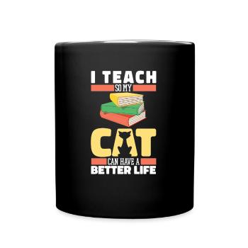 Teacher Pedagogue Cat - Full Colour Mug - black - Front