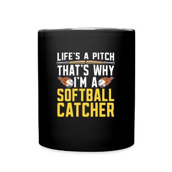 Softball Fänger - Tasse einfarbig - Schwarz - Vorne