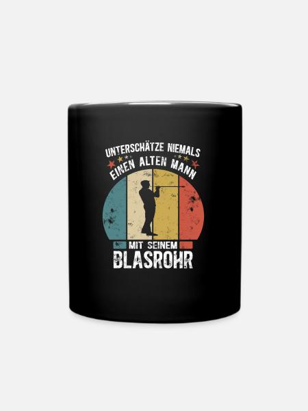 Blasrohr Alter Mann - Blasrohrschießen Retro - Tasse einfarbig - Schwarz