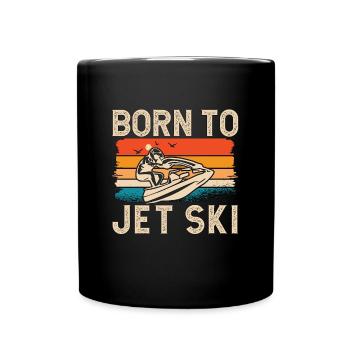 Jet Skiing Born To Jet Ski Retro Water Sport Skier - Full Colour Mug - black - Front