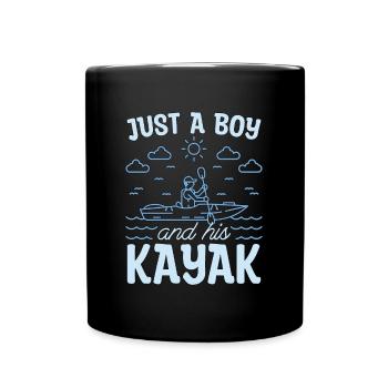 Kayaking Just A Boy And His Canoeing Kayak Lover - Full Colour Mug - black - Front
