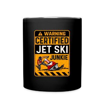 Jet Skiing Warning Certified Jet Ski Junkie Skis - Full Colour Mug - black - Front