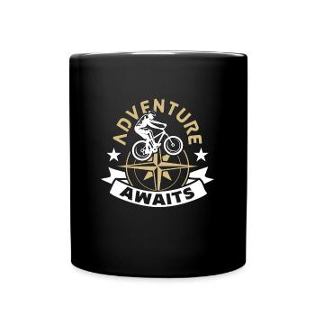Mountain Bike Adventure Awaits Racing Cyclist - Full Colour Mug - black - Front
