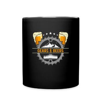Mountain Bike Gears & Beers Loves Mountain Sports - Full Colour Mug - black - Front