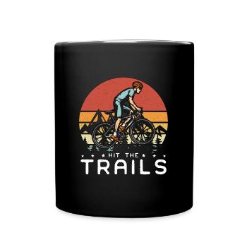Mountain Bike Hit The Trails Retro Loves Bicycle - Tasse einfarbig - Schwarz - Vorne