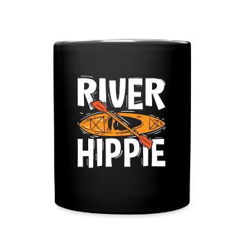 Kayaking River Hippie Paddle Boat Kayak Lover - Full Colour Mug - black - Front