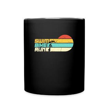 Triathlon Swim Bike Run Retro Training Triathletes - Full Colour Mug - black - Front