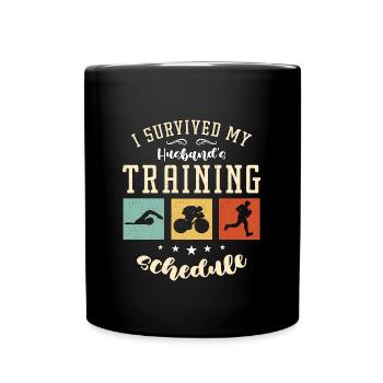 Triathlon I Survived My Husband's Training Race - Tasse einfarbig - Schwarz - Vorne