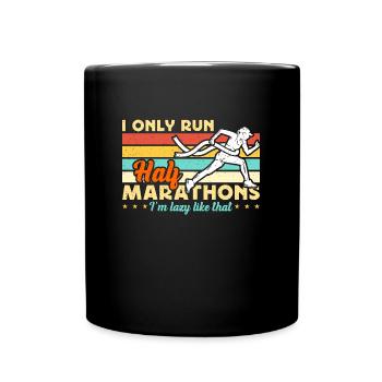 Semi-marathon Je ne cours que des semi-marathons Retro Race - Mug uni - noir - Devant
