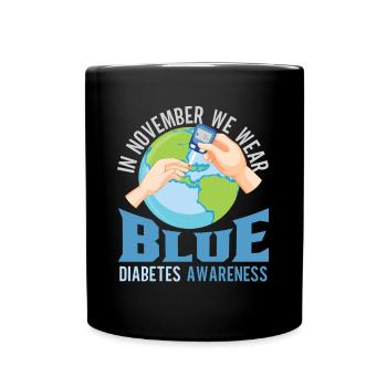Diabetes Awareness Blue Diabetes Band Diabetes - Full Colour Mug - black - Front