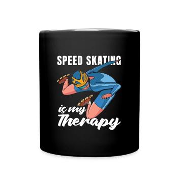 Le patinage de vitesse est ma thérapie Patins à glace courte piste - Mug uni - noir - Devant