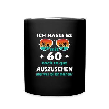 60 Jahre alt - 60. Geburtstag Mann Frau Lustig - Tasse einfarbig - Schwarz - Vorne