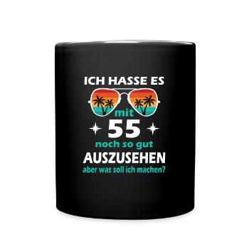 55 Jahre alt - 55. Geburtstag Mann Frau Lustig - Tasse einfarbig - Schwarz - Vorne