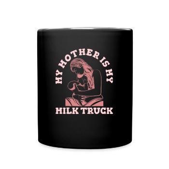 Chariot de lait maternel au lait de vache - Mug uni - noir - Devant