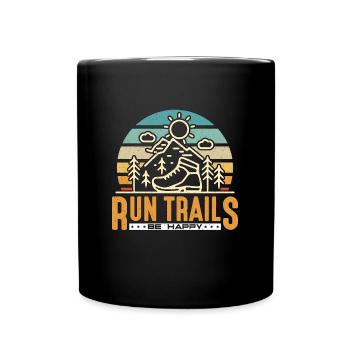 Trail Running Run Trails Be Happy Retro Athletes - Tasse einfarbig - Schwarz - Vorne