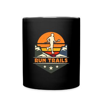 Trail Running Run Trails Retro Marathoner Training - Full Colour Mug - black - Front