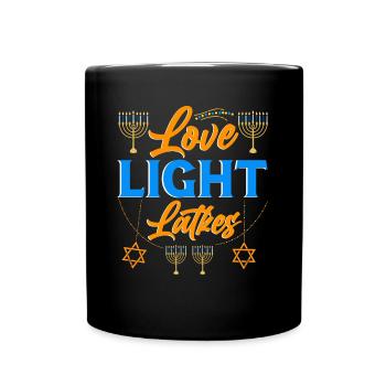 Chanukka Hanukka Dreidel Latkes Hanukkah - Tasse einfarbig - Schwarz - Vorne