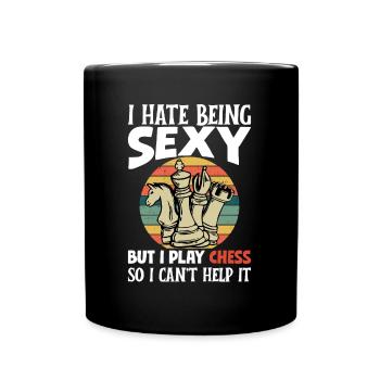 Schach Figuren Schachbrett Schachspieler Schach - Tasse einfarbig - Schwarz - Vorne