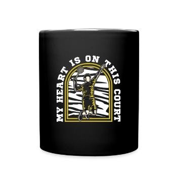 Badminton Mon cœur est sur ce court volant - Mug uni - noir - Devant