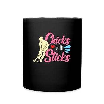 Field Hockey Chicks With Sticks Loves Goalkeeper - Full Colour Mug - black - Front